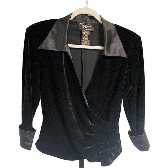 RK evenings 90s black velour top size 12 - Picture 1 of 7